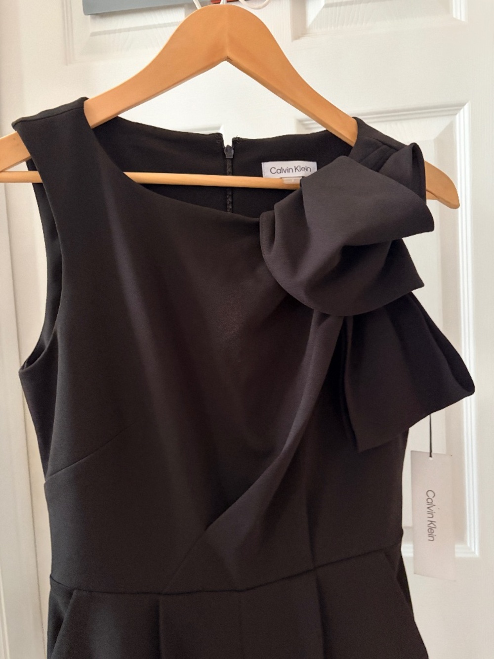 Calvin Klein Black Jumpsuit with Bow Fitted Waist, Tailored Silhouette